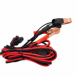 Battery clip cable with 12V cigarette socket for automotive power connection