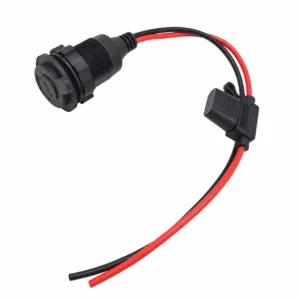 Panel mount cigarette lighter socket with power wires
