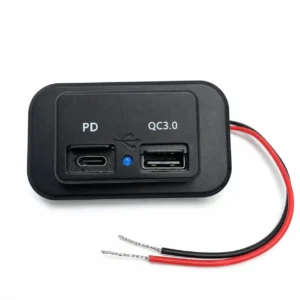 USB charger panel with USB C PD and USB A QC3.0 ports