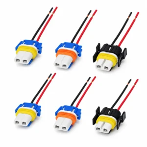 H11 socket harness with automotive bulb connectors