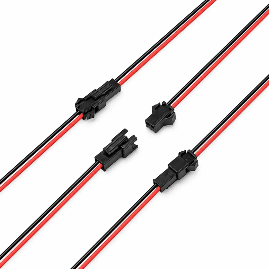 Male and female 2 pin electrical connector detail