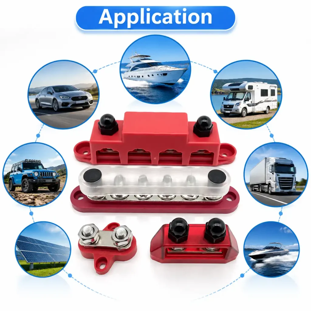 Battery bus bar used in automotive and marine DC power distribution system