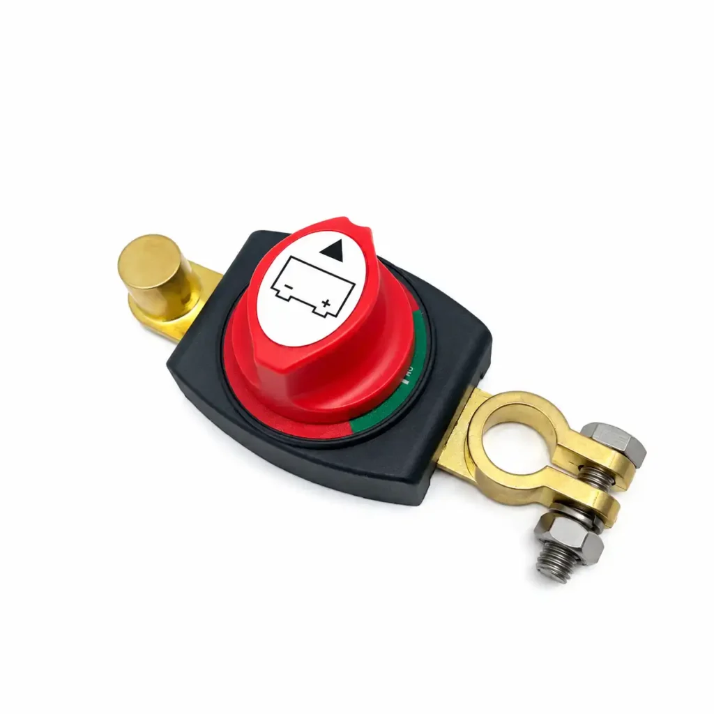 Rotary battery disconnect switch handle for manual power isolation