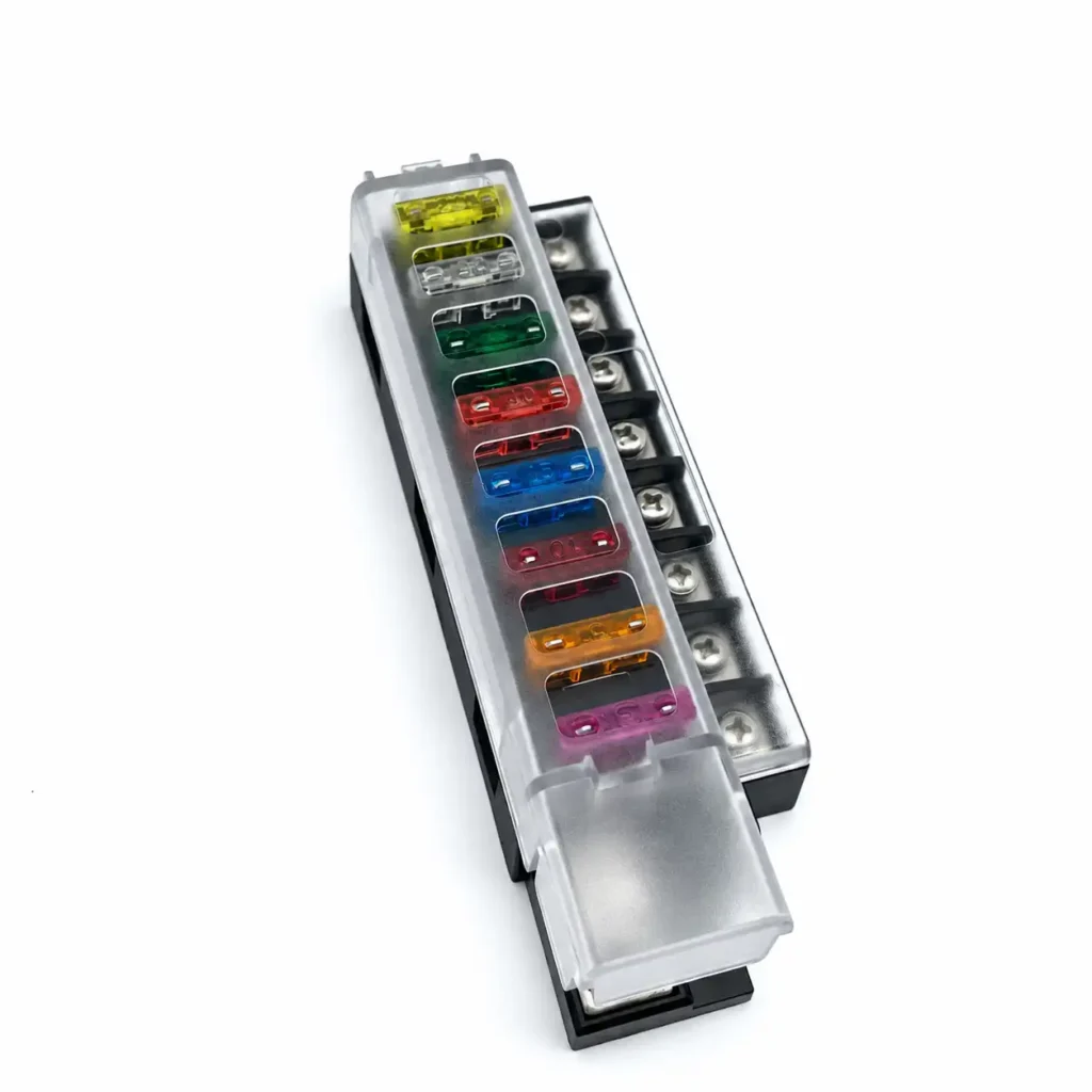 eight circuit ATO/ATC fuse block detail showing blade fuse positions and branch connections