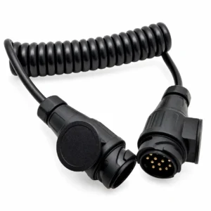 13 pin trailer cable with coiled wire and connector plugs