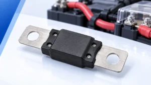 MEGA bolt-down fuse with battery power distribution components in the background