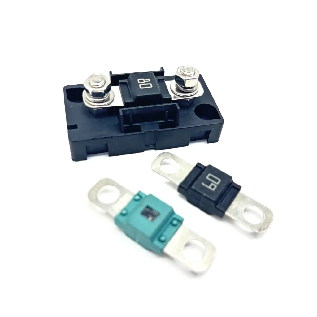 M8 stud connection detail on bolt-down fuse holder