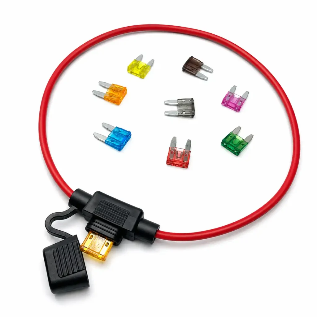 Mini fuse holder with Mini blade fuse installed