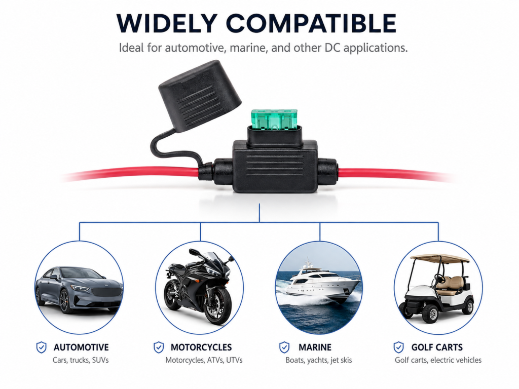 fuse holder for high current automotive circuit protection