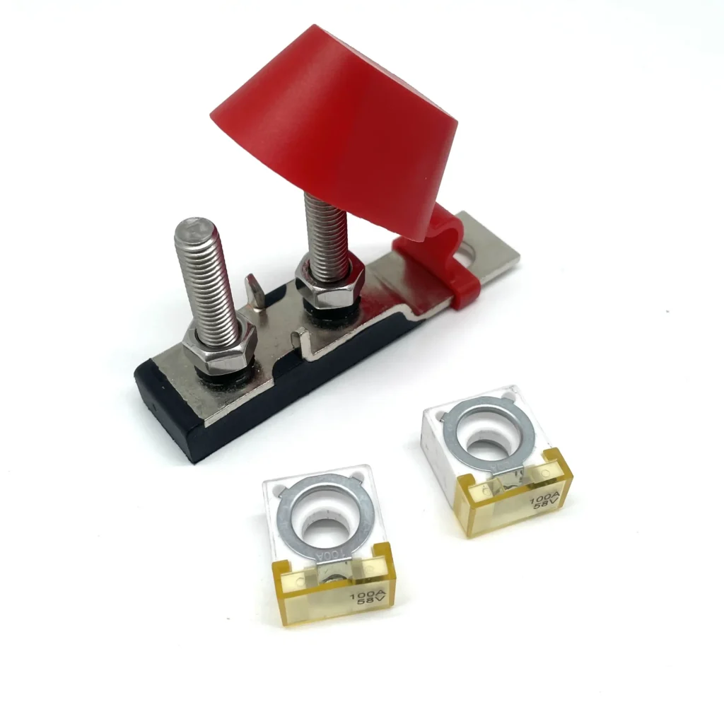 Dual MRBF fuse holder with two M8 studs and protective cover