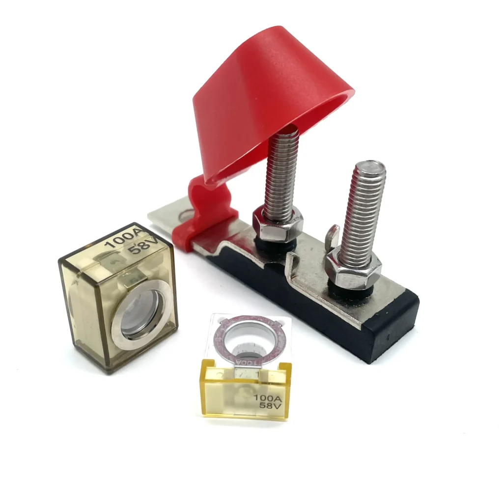 Dual MRBF fuse holder with two M8 studs and protective cover