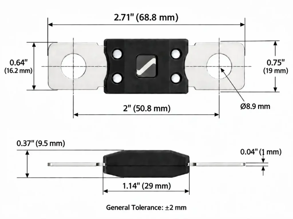 Mega fuse mechanical dimension drawing