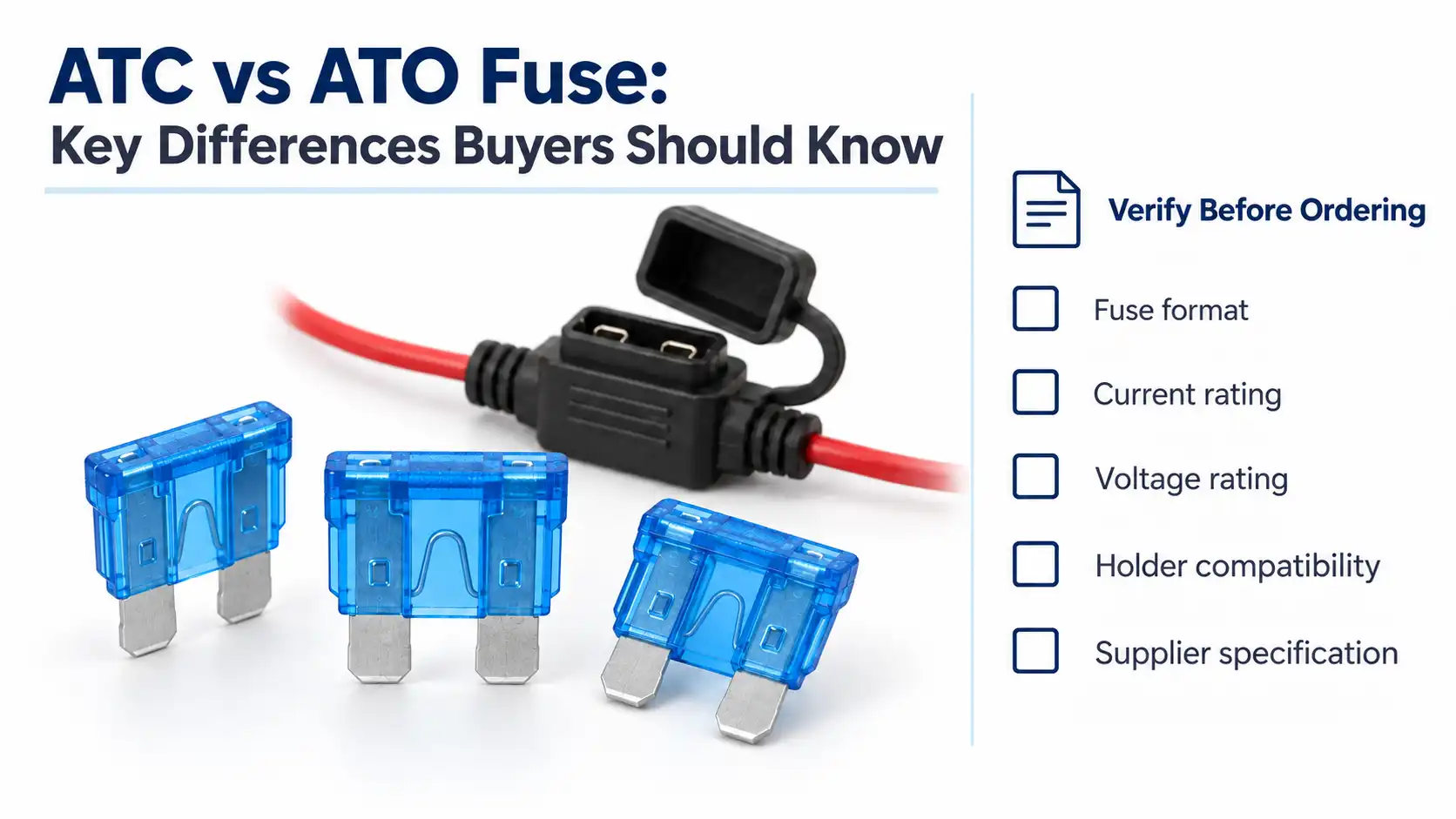 ATC vs ATO fuse comparison for standard automotive blade fuse sourcing
