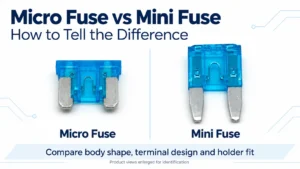 micro fuse vs mini fuse comparison showing different automotive blade fuse formats