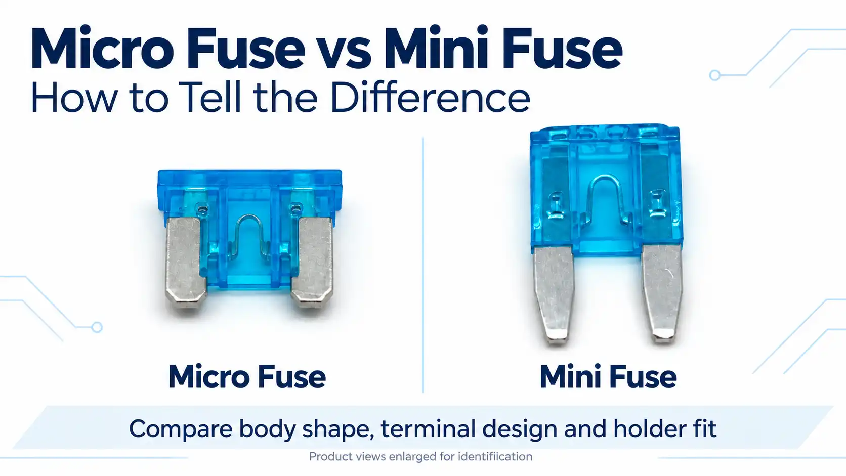 micro fuse vs mini fuse comparison showing different automotive blade fuse formats