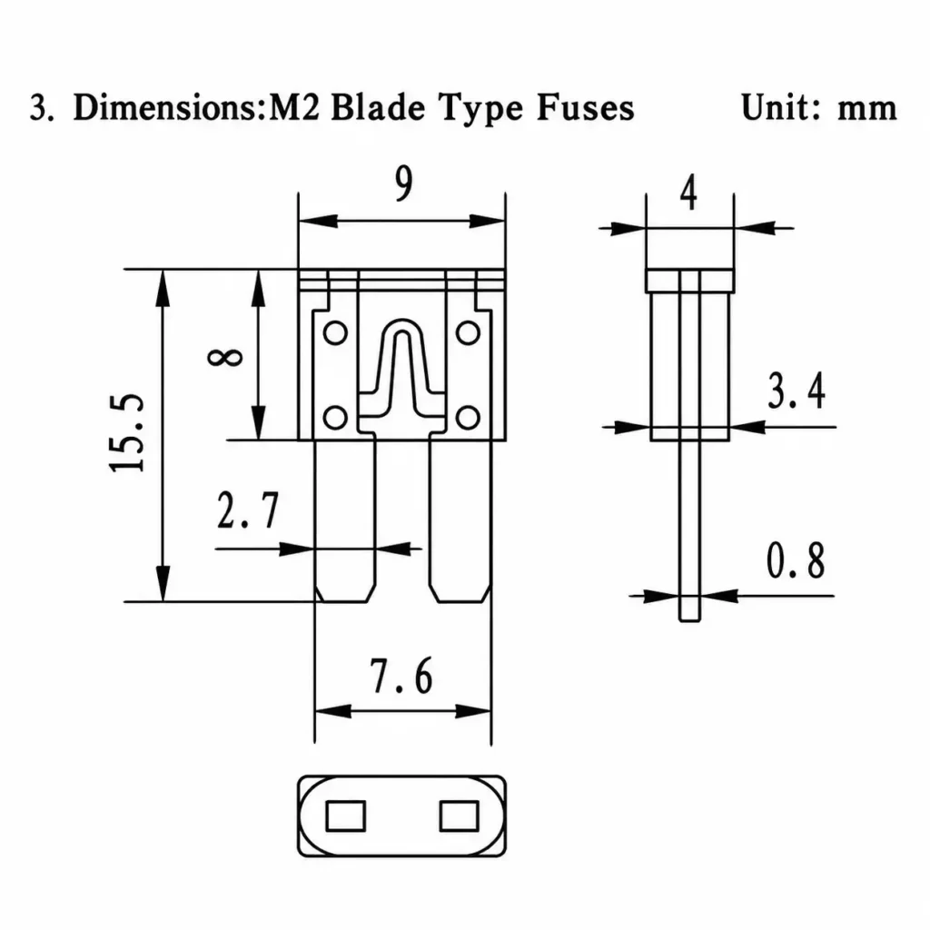 micro2 blade fuse dimensions drawing with automotive fuse measurements
