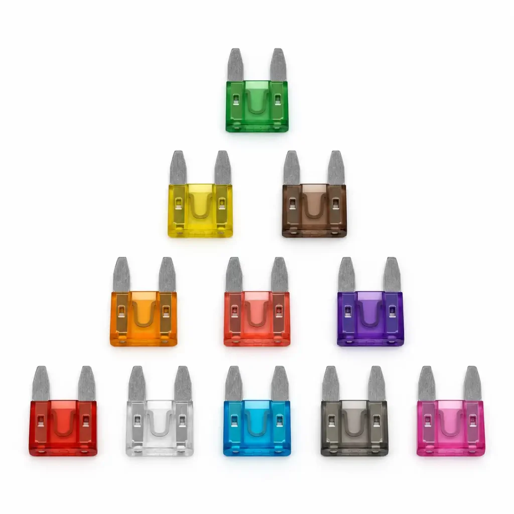 mini blade fuse product detail with plastic body and terminals