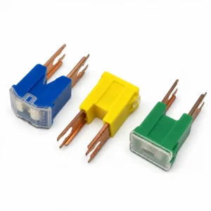 PAL fork blade fuse with straight male terminals for automotive circuit protection